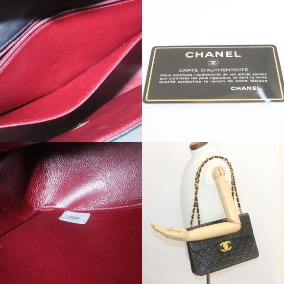 CHANEL Big Matelasse34 Turn Lock Chain Bag Lamb Skin Black Gold CC Auth ar5950AV - Picture 15 of 16